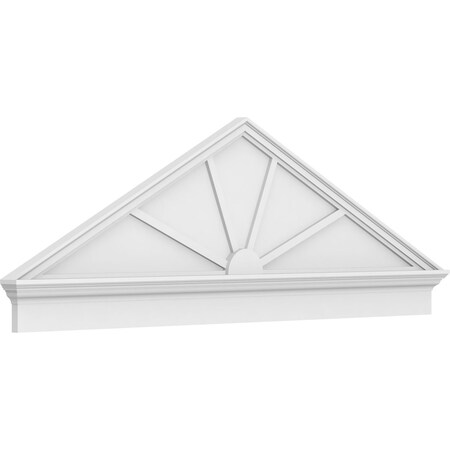 Ekena Millwork Peaked Cap 4 Spoke Architectural PVC Combination Pediment, 74"W x 25-3/8"H x 2-3/4"P (Pitch 6/12) PEDPC074X255PKC04